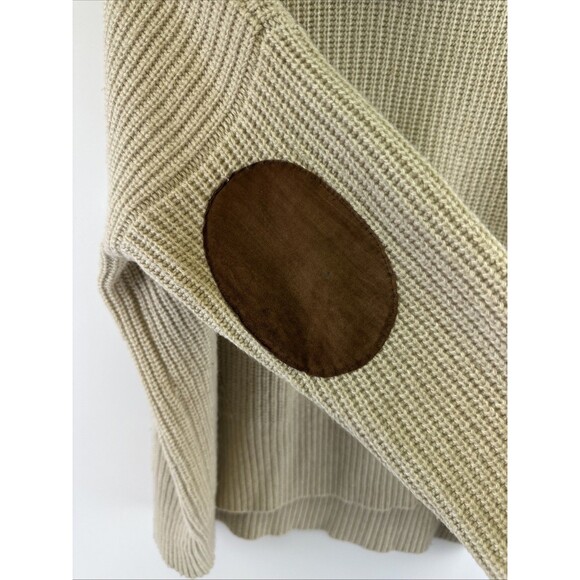 Autumn Cashmere Cowl Neck Sweater Knit Beige Faux Suede Elbow Patch Womens XL - Picture 6 of 11